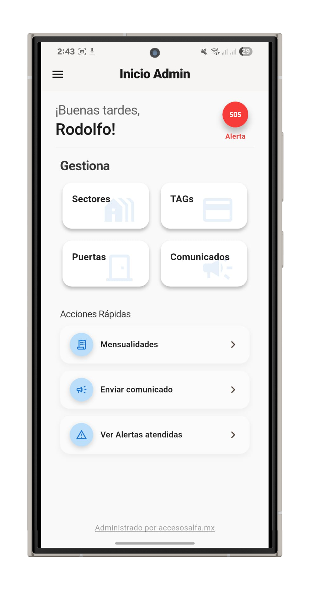 App ALFA en celular